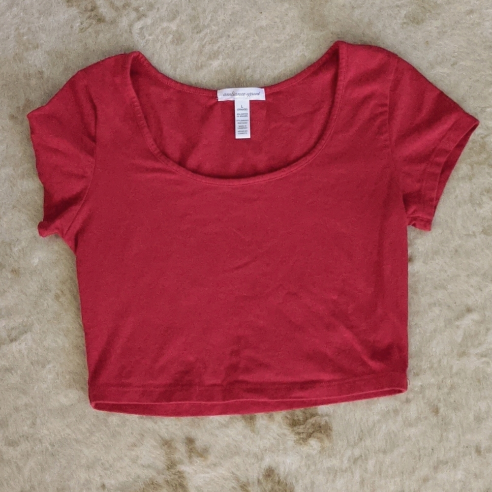 Ambiance Apparel Red Crop Top